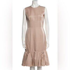 Prada taupe pink beige Elegant Sleeveless Dress in Blush ruffle detail